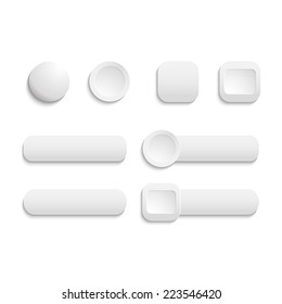 Vector  realistic Matted white color Web  buttons  symbol set isolated  on a white background