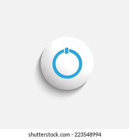 Vector  realistic Matted white color Web  power,start,push  button sign,symbol isolated on a white background