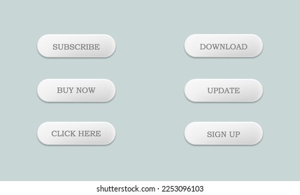 Vector realista Color blanco coincidente Símbolo de botones Web aislado en fondo blanco