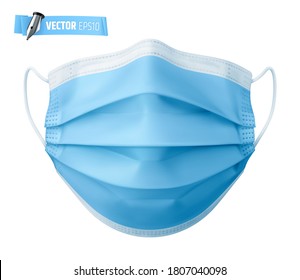 Vector realistic medical face mask on white background