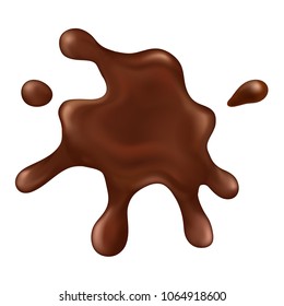 Vector realistic melted chocolate stain isolated on white background