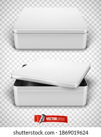 Vector realistic metal boxes on transparent background