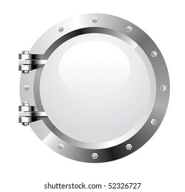 Vector realistic metallic porthole on white background