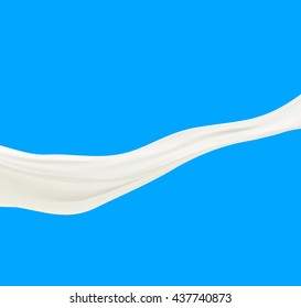 Vector realistic milk wave on blue background