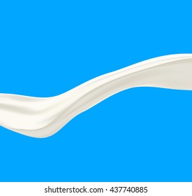 Vector realistic milk wave on blue background