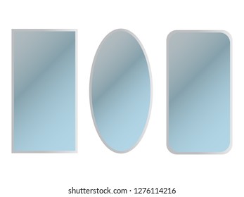 Vector realistic mirrors. Mirror frames or mirror decor vector