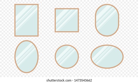 Vector realistic mirrors set with blurry reflection. Mirror frames or mirror decor interior