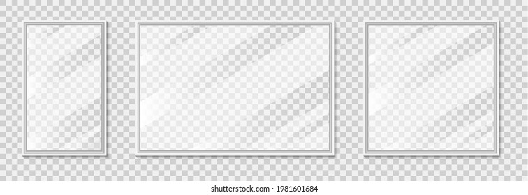 Vector realistic mirrors set frames. Vector illustration
