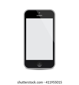 vector realistic mobile phone with blank screen isolated on white background. EPS