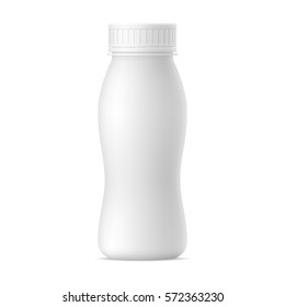 Vector realistic mock up bottle of yogurt. Milk plastic bottle on white background 