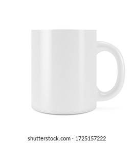 Vector realistic mockup (layout) of a clean mug cup for drinks. White blank cup. EPS 10.