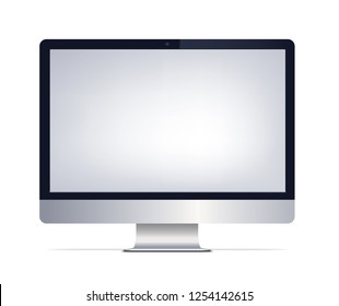 Vector realistic monitor with web camera on white background mockup