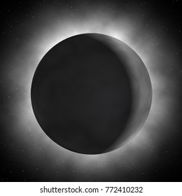 Vector realistic moon. Space illustration with moon and stars.