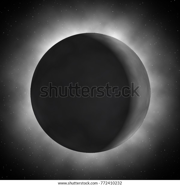 Vector realistic moon. Space illustration with\
moon and stars.