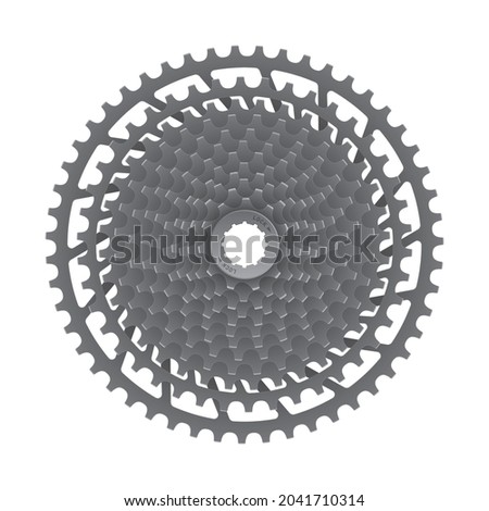Vector realistic MTB cassette with 12 sprockets. Isolated on white background.