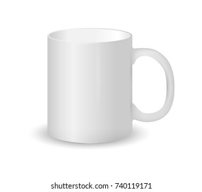 Vector realistic mug. white cup isolated on white background. Vector template for Mock Up. 