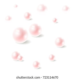 Vector Realistic Natural Pink Pearl Isolated on White Background