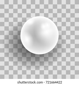 Vector Realistic Natural White Pearl Isolated on Grey Checkered Background