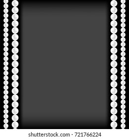 Vector Realistic Natural White Pearl Frame on Grey Gradient Background