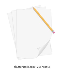 Vector Realistic Notepaper With Pencil