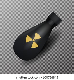 Vector realistic nuclear bomb oh the transparent background. Concept of war and radiation.
