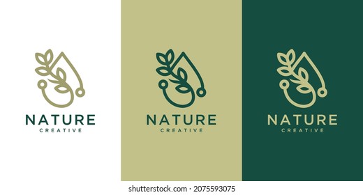 Vector realistic olive oil logo template on a tree with leaves.