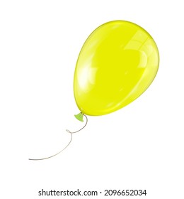 Vector realistic one shiny yellow balloon isolated on a light background
