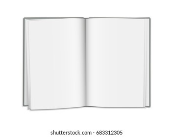 Vector realistic open blank book isolated on white background