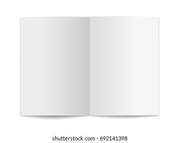 Vector realistic open blank paper card isolated on white background