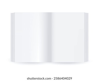 Vector realistic open Book Mockup with empty pages. Blank Template. Thick Magazine, album or catalog on white background. 3d vector illustration. EPS10. Front view. 