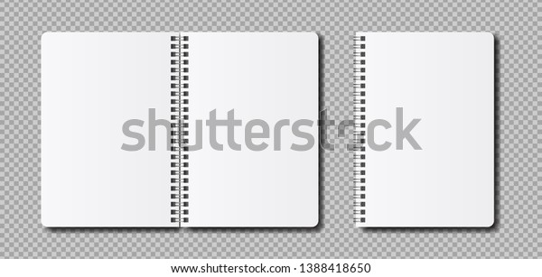 Vector realistic open notepad template.\
Mockup clean notebook for sketch or\
lettering.