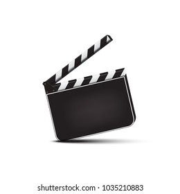 Vector realistic opened blank clapperboard isolated on white background.