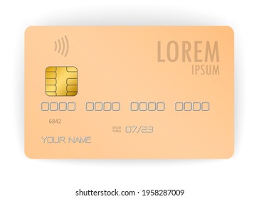 vector realistic orange credit card, realistic electronic card used to pay at the store