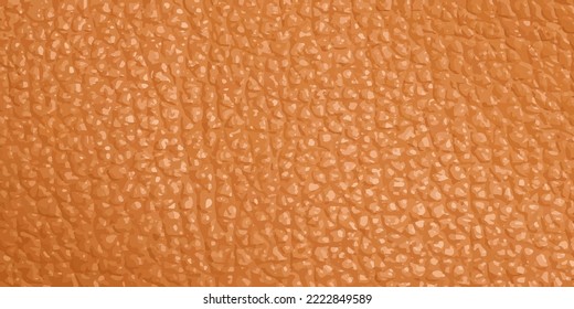 Vector realistic orange leather texture. Yellow 3d skin pattern. Leather detailed horizontal background. Macro skin pores, top view. Cow vintage skin cover. Artificial leather. Gold fabric canvas