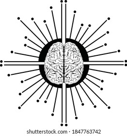 Vektorrealistisches Organgehirn des Menschen. Eps10 Illustration kann für Partyeinladung, Design-Vorlage, Grußkarte, Muster füllen, Plakate, Logo, Tattoo, Branding verwendet werden. Design-Element 