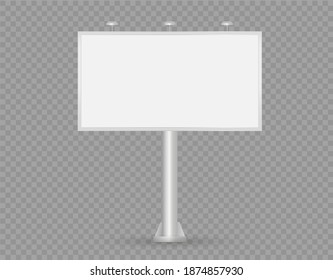Vector realistic outdoor Billboard isolated on transparent background. Mockup. Big horizontal banner for advertising. Screen for presentation and design. Empty template. Front view. EPS 10.