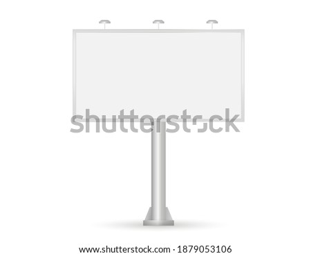 Vector realistic outdoor Billboard isolated on white background. Mockup. Big horizontal banner for advertising. Screen for presentation and advertising. Empty template. Front view. EPS 10.