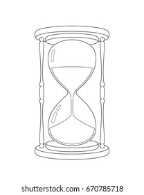 Vector realistic outline hourglass sketch on a white background