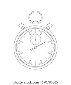 Vector realistic outline stopwatch sketch on a white background
