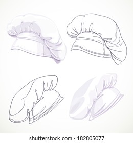 Vector realistic and outlined illustration of a modern white chef hat