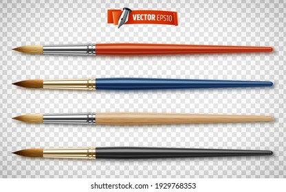 Vector realistic paintbrushes on transparent background