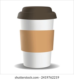 Vector realistic paper cup of coffee.