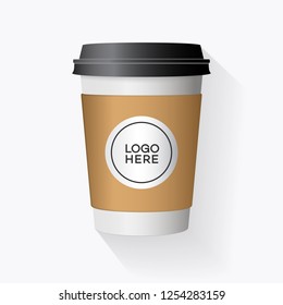 Vector realistic paper cup isolated on white background. 3d plastic coffee blank cup mockup for cafe, shop, restaurant brand identity design, drink, lemonade, fresh juice 10 eps