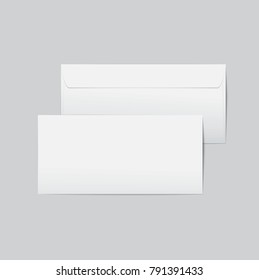 Vector realistic paper envelopes. Front and back with transparent background, ready for your design.
