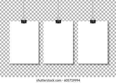 Vector realistic paper posters on the transparent background for decoration and corporate identity design