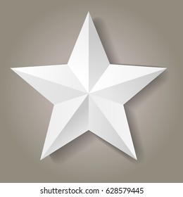 vector realistic paper star on grey background