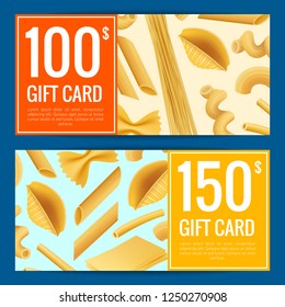 Vector realistic pasta types discount or gift