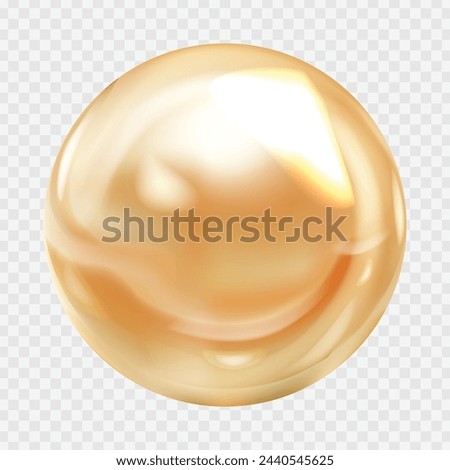 Vector realistic pearl, golden sphere isolated on transparent background