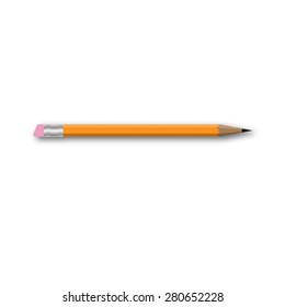 Vector realistic pencil on white background. Vector illustration.