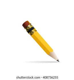 Vector realistic pencil with shadow.
